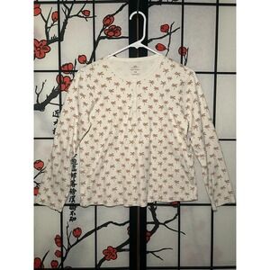 Roller Rabbit Faherty Pajamas Womens Sz‎ XS Palm Tree Print Tan Ivory - Top Only